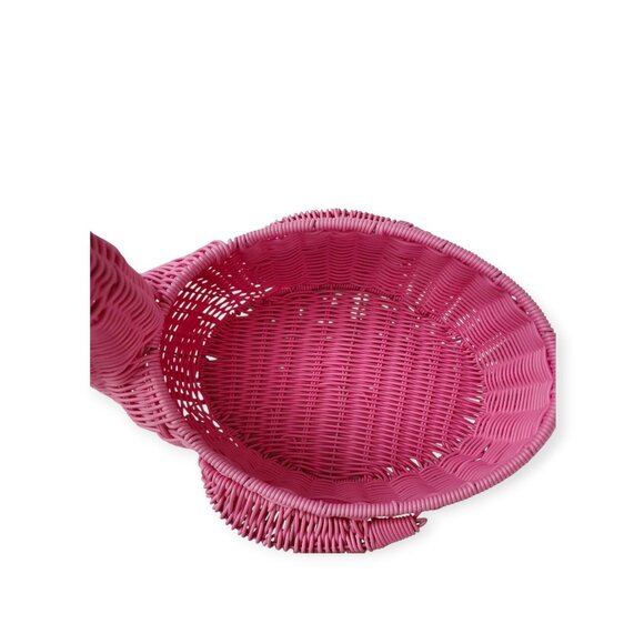 Flamingo Shaped Wicker Serving Basket Resin Planter Decor - Picture 4 of 11